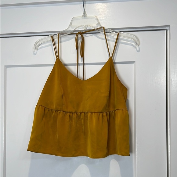 Nine West Yellow Camisole Crop Top with halter tie size medium. - Picture 2 of 7